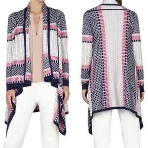 BCBG Max Azria Janel Cardi-Wrap Sweater Printed Asymmetrical Long Size XXS/XS